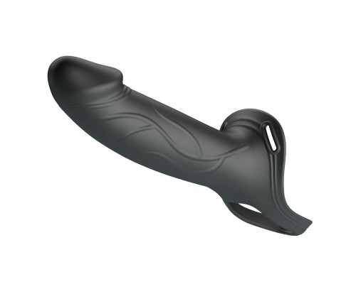 Черный полый мужской страпон London - 16,8 см.