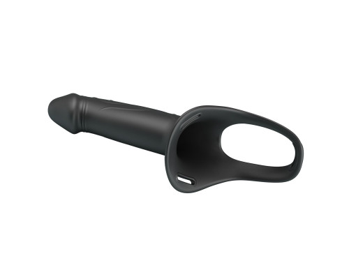 Черный полый мужской страпон London - 16,8 см.