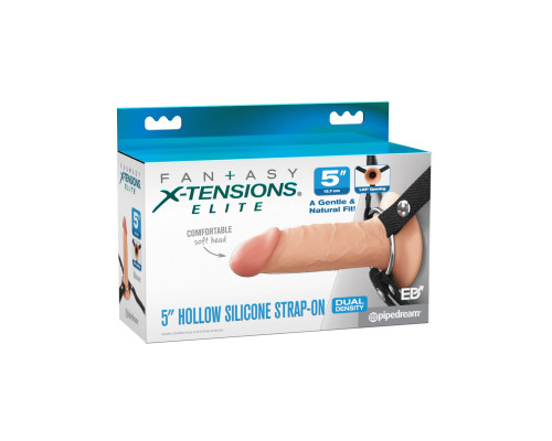 Телесный пустотелый фаллопротез 5’’ Hollow Silicone Strap-On - 14 см.
