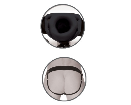 Черный полый страпон унисекс Hollow Strap-On - 14,5 см.