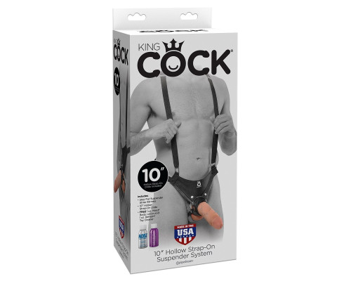 Страпон-система с телесной насадкой 10  Hollow Strap-On Suspender System - 25 см.