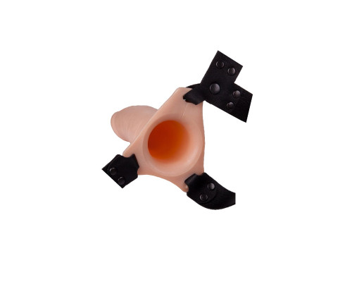 Пустотелый реалистичный фаллопротез на ремешках с заклепками - 16,5 см.