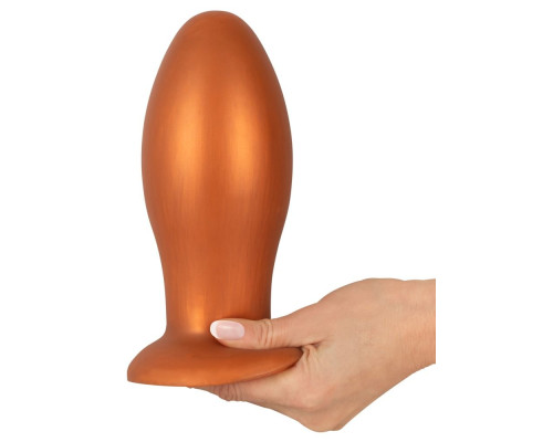 Оранжевая анальная пробка с присоской - 21 см.