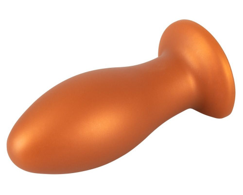 Оранжевая анальная пробка с присоской - 21 см.