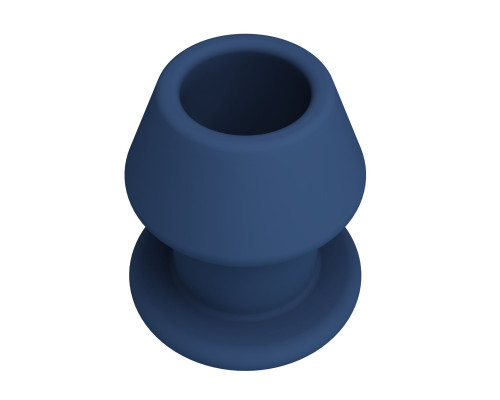 Синяя анальная пробка с открытым каналом - 8,7 см.