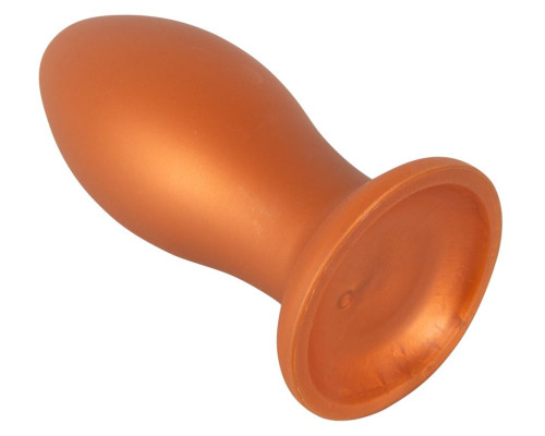 Оранжевая анальная пробка с присоской - 21 см.