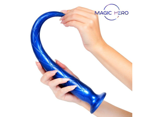 Синий стимулятор с ромбовидным рельефом - 37 см.