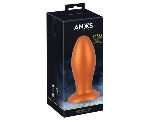 Оранжевая анальная пробка с присоской - 16 см.