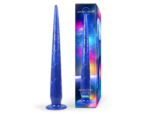 Синий стимулятор с ромбовидным рельефом - 37 см.