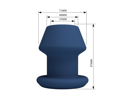 Синяя анальная пробка с открытым каналом - 8,7 см.