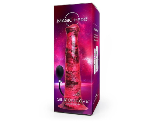 Малиновый фантазийный фаллоимитатор с имитацией эякуляции - 29 см.