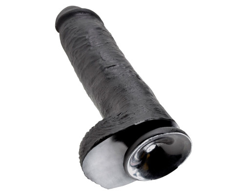 Черный фалоимитатор-гигант на присоске - 28 см.