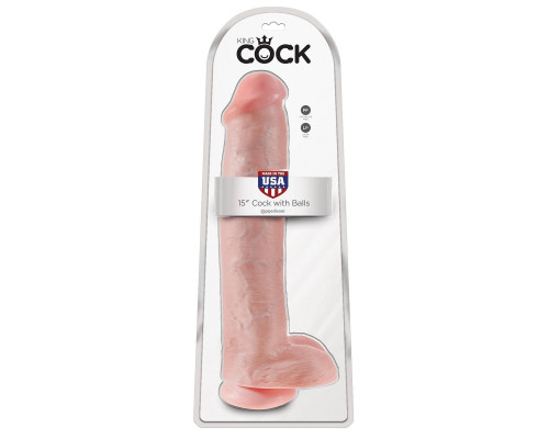 Телесный фаллоимитатор-гигант 15  Cock with Balls - 40,6 см.