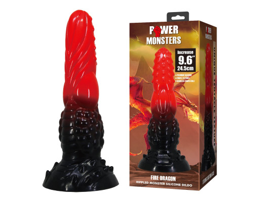 Силиконовый фантазийный фаллоимитатор Fire Dragon - 24,5 см.