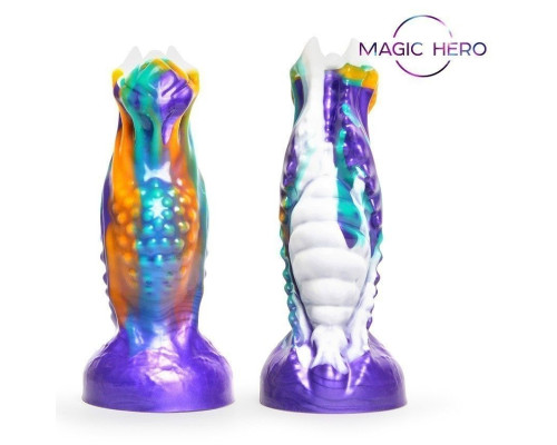 Яркий фантазийный фигурный фаллоимитатор - 22 см.