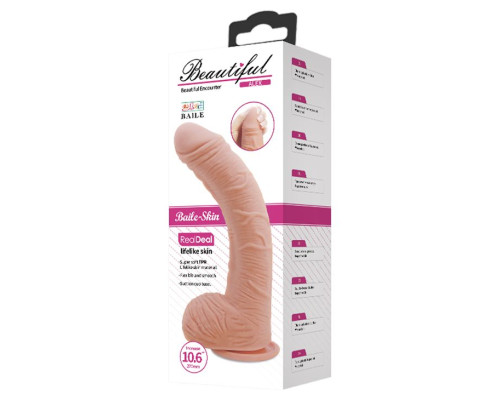 Телесный фаллоимитатор-гигант на присоске Alex - 28,2 см.