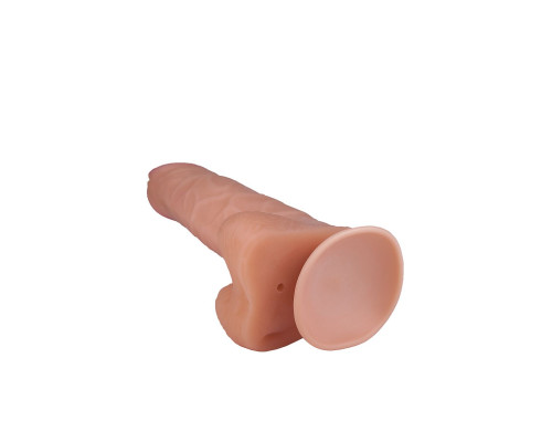 Гигантский фаллоимитатор с мошонкой и присоской - 29 см.