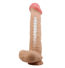 Телесный фаллоимитатор с подвижной кожей - 26 см.