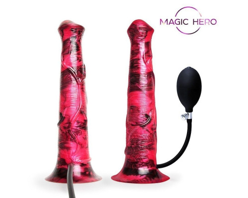Малиновый фантазийный фаллоимитатор с имитацией эякуляции - 29 см.