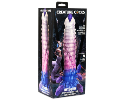 Фантазийный фаллоимитатор Tenta-Queen Ovipositor Silicone Dildo with Eggs - 29,2 см.