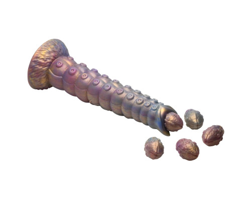 Фантазийный фаллоимитатор Deep Invader Tentacle Ovipositor Silicone Dildo with Eggs - 22,9 см.