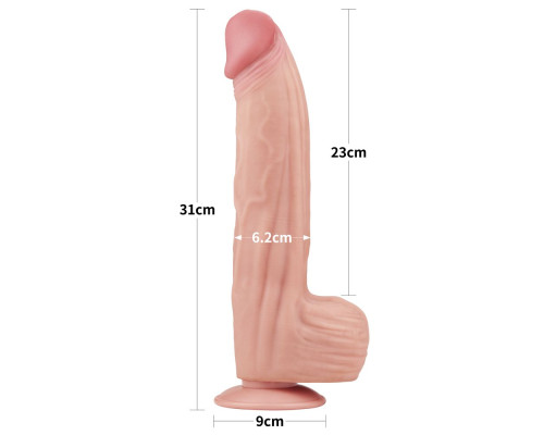 Телесный фаллоимитатор 12 King Sized Sliding Skin Dual Layer Dong - 31 см.