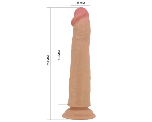 Телесный фаллоимитатор с подвижной кожей Sharife - 25,4 см.