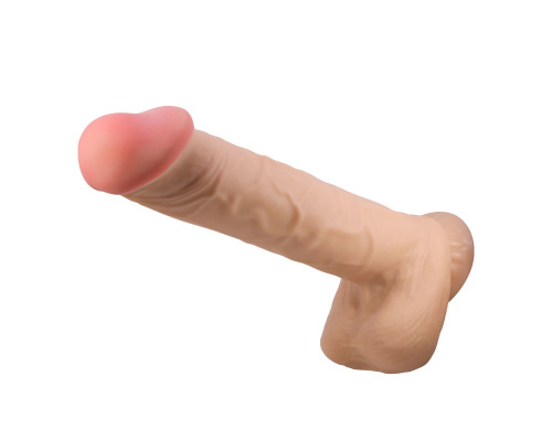 Телесный фаллоимитатор с подвижной кожей - 26 см.