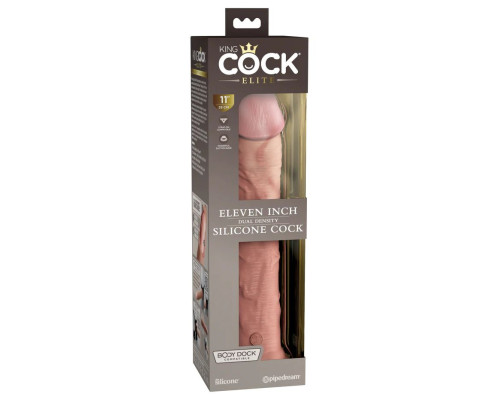 Телесный фаллоимитатор-реалистик King Cock Ellite Dual Density - 28 см.