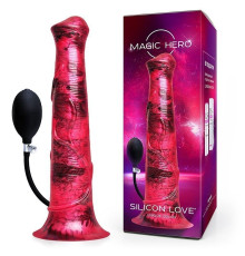Малиновый фантазийный фаллоимитатор с имитацией эякуляции - 29 см.
