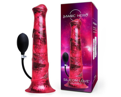 Малиновый фантазийный фаллоимитатор с имитацией эякуляции - 29 см.