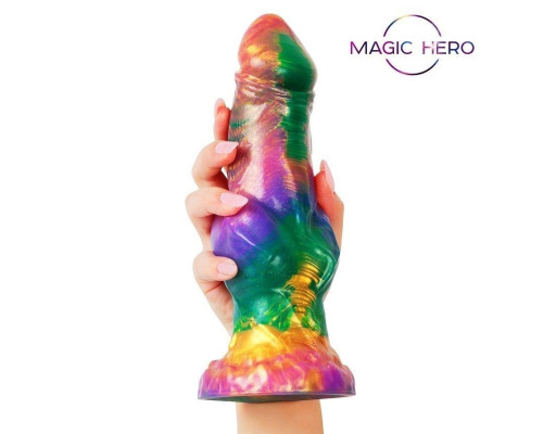 Разноцветный фантазийный фаллоимитатор на присоске - 24 см.