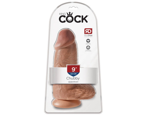 Кофейный фаллоимитатор на присоске Chubby - 22,9 см.