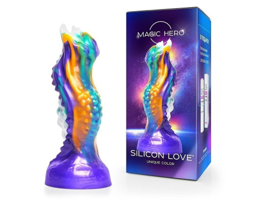 Яркий фантазийный фигурный фаллоимитатор - 22 см.