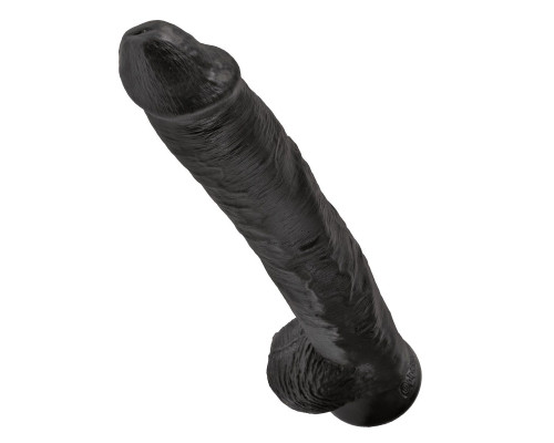 Чёрный фаллоимитатор-гигант 14  Cock with Balls - 37,5 см.