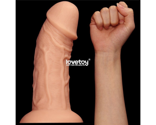 Телесный фаллоимитатор-гигант 9.5 Realistic Curved Dildo - 24 см.