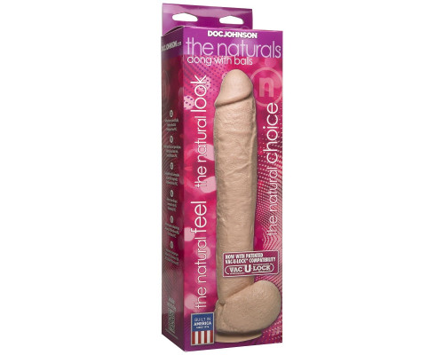 Фаллоимитатор большого размера The Naturals Vac-U-Lock Removable Suction Cup 12  Dong with Balls - 29,5 см.