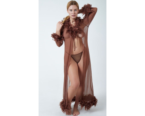 Роскошный пеньюар в пол с перьями и феромонами