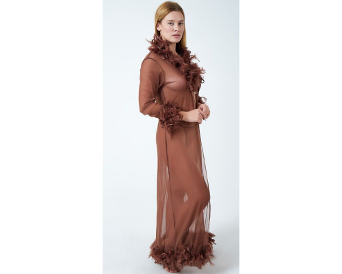 Роскошный пеньюар в пол с перьями и феромонами
