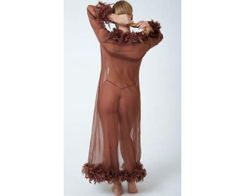 Роскошный пеньюар в пол с перьями и феромонами