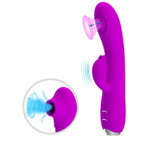 Лиловый вибратор Regina с пульсирующей головкой - 19,8 см.