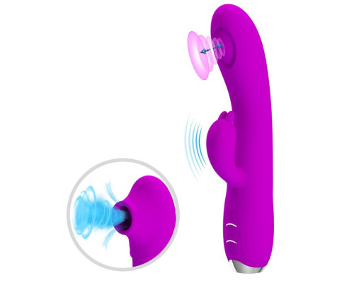 Лиловый вибратор Regina с пульсирующей головкой - 19,8 см.