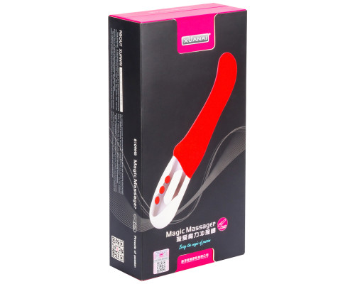 Ярко-розовый пульсирующий массажер - 26 см.