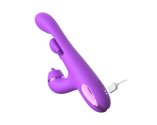 Фиолетовый вибратор с тройной стимуляцией Intimotion Pulse Pro - 24 см.