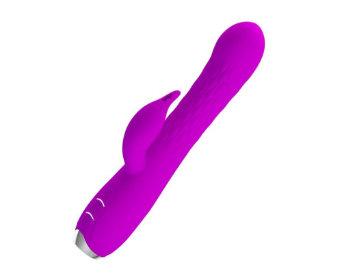 Лиловый вибратор Molly с вращающимися бусинами - 20,5 см.