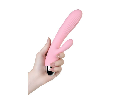 Розовый вибратор-пульсатор с функцией подогрева Milly - 20 см.