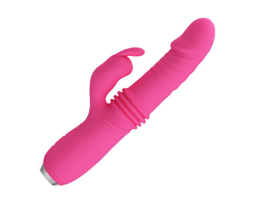 Розовый вибратор Dorothy с функцией поступательных движений - 19,7 см.