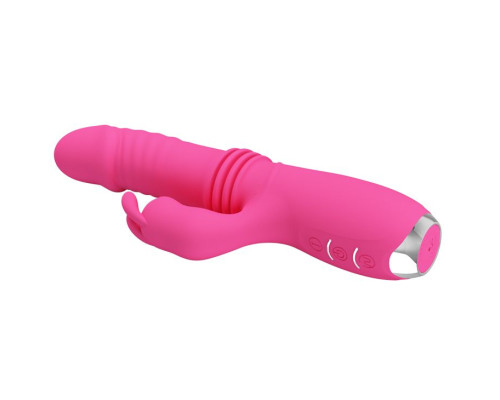 Розовый вибратор Dorothy с функцией поступательных движений - 19,7 см.