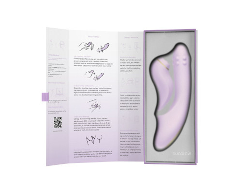 Сиреневый вибромассажер со съёмным клиторальным пульсатором DuoGlow