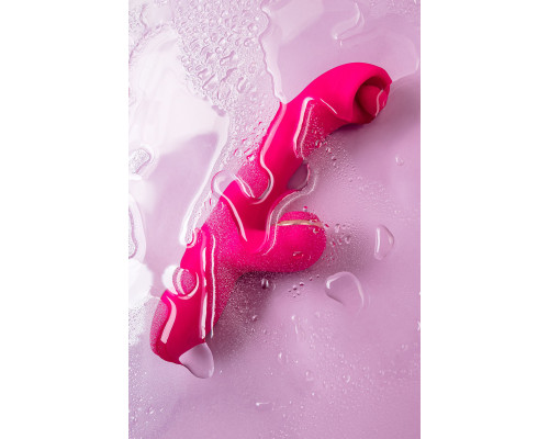 Розовый вибратор-кролик со стимулирующим шариком Rolli - 22 см.